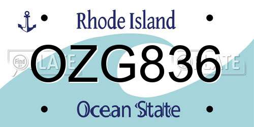 OZG836 Rhode Island License Plate