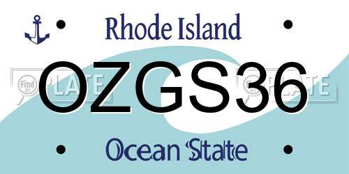 OZGS36 Rhode Island License Plate