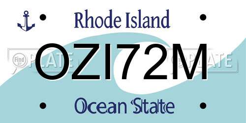 OZI72M Rhode Island License Plate
