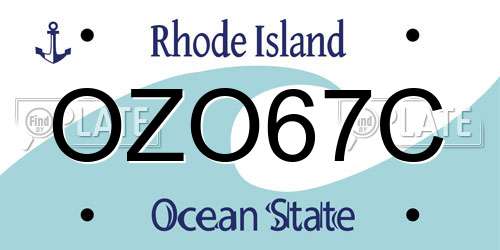 OZO67C Rhode Island License Plate