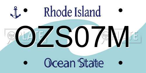 OZS07M Rhode Island License Plate