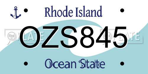 OZS845 Rhode Island License Plate