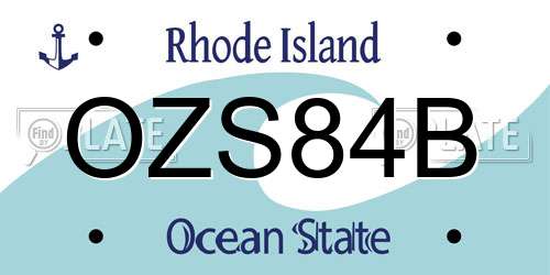 OZS84B Rhode Island License Plate
