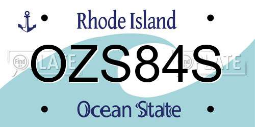 OZS84S Rhode Island License Plate