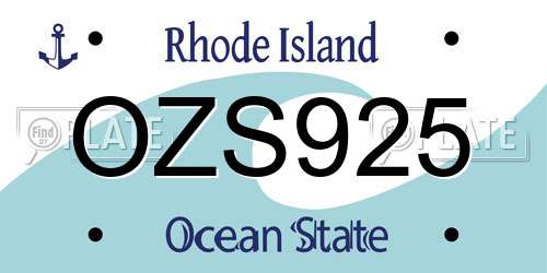OZS925 Rhode Island License Plate
