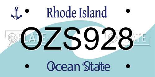 OZS928 Rhode Island License Plate