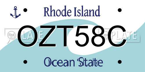 OZT58C Rhode Island License Plate