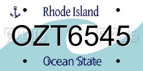 OZT6545 Rhode Island License Plate