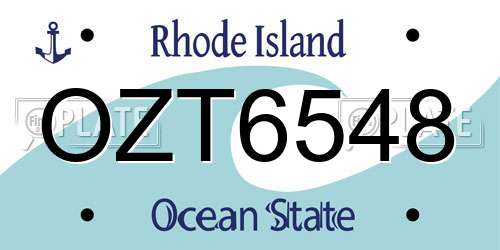 OZT6548 Rhode Island License Plate