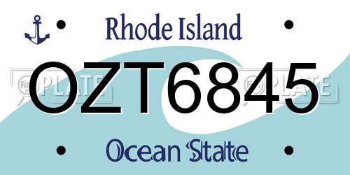 OZT6845 Rhode Island License Plate