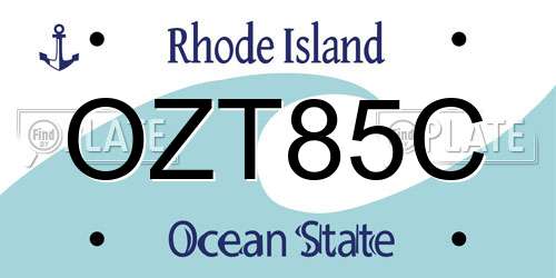 OZT85C Rhode Island License Plate