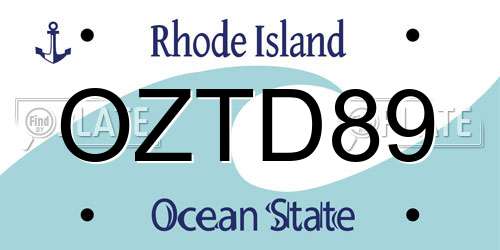 OZTD89 Rhode Island License Plate
