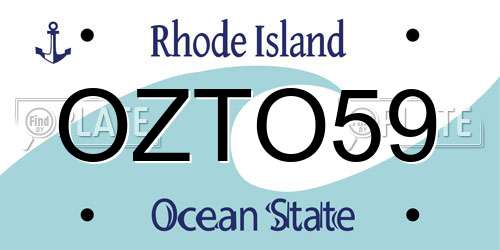 OZTO59 Rhode Island License Plate