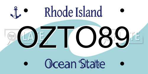 OZTO89 Rhode Island License Plate