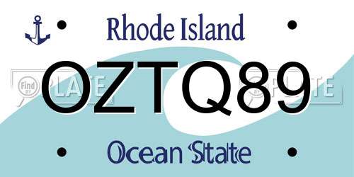 OZTQ89 Rhode Island License Plate