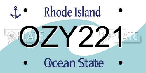 OZY221 Rhode Island License Plate