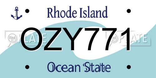 OZY771 Rhode Island License Plate