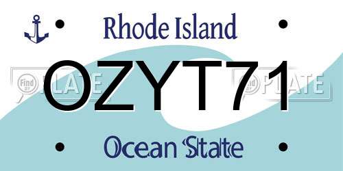 OZYT71 Rhode Island License Plate