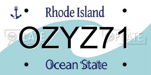 OZYZ71 Rhode Island License Plate