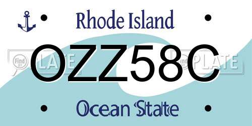 OZZ58C Rhode Island License Plate