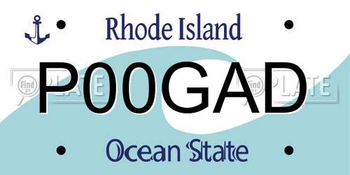 P00GAD Rhode Island License Plate