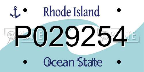P029254 Rhode Island License Plate
