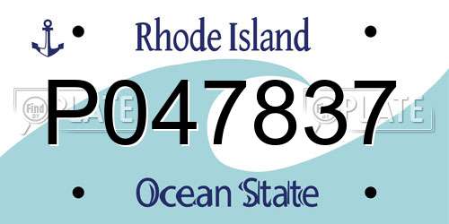 P047837 Rhode Island License Plate