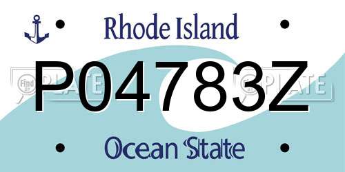 P04783Z Rhode Island License Plate