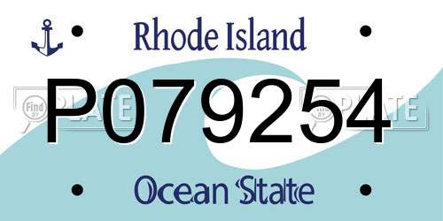P079254 Rhode Island License Plate
