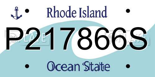 P217866S Rhode Island License Plate
