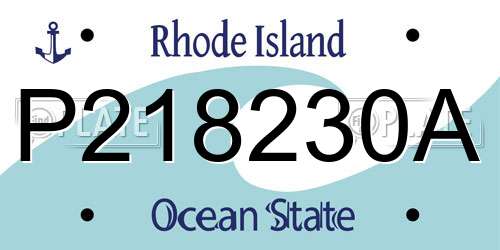 P218230A Rhode Island License Plate