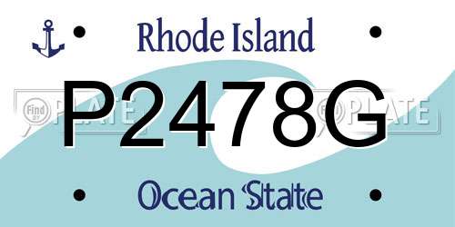 P2478G Rhode Island License Plate