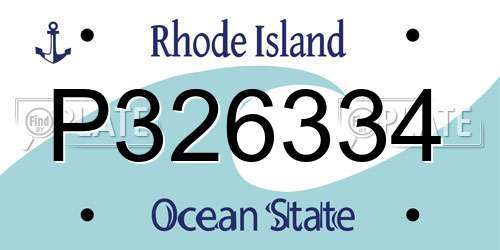 P326334 Rhode Island License Plate