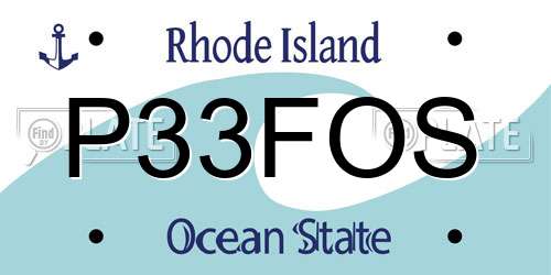 P33FOS Rhode Island License Plate