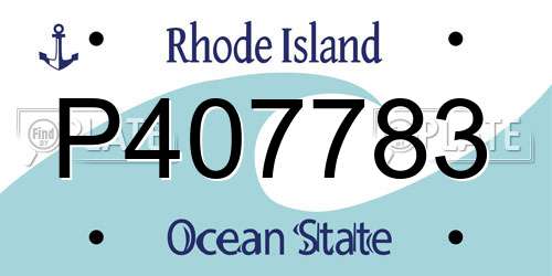 P407783 Rhode Island License Plate