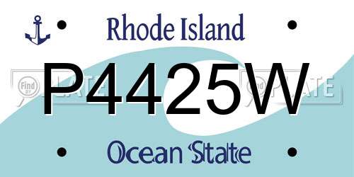 P4425W Rhode Island License Plate