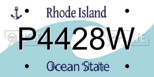 P4428W Rhode Island License Plate