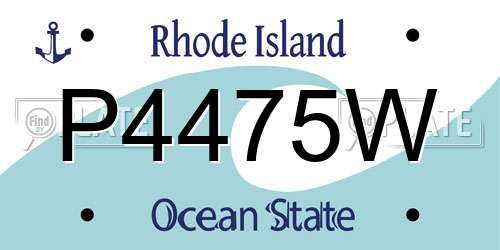 P4475W Rhode Island License Plate