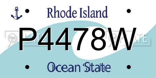 P4478W Rhode Island License Plate