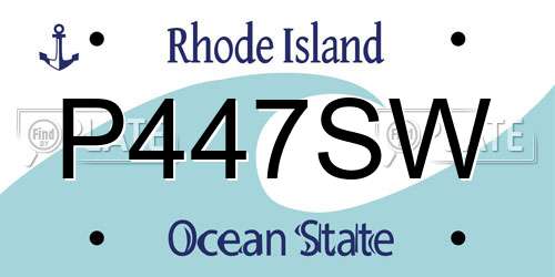 P447SW Rhode Island License Plate