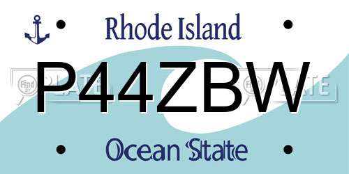 P44ZBW Rhode Island License Plate
