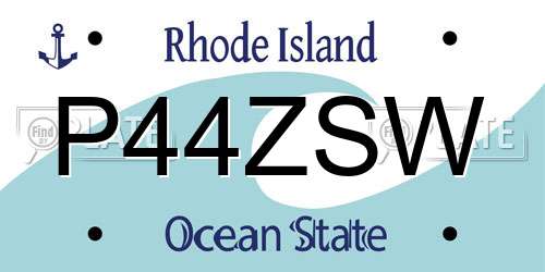 P44ZSW Rhode Island License Plate