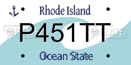 P451TT Rhode Island License Plate