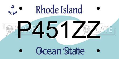 P451ZZ Rhode Island License Plate