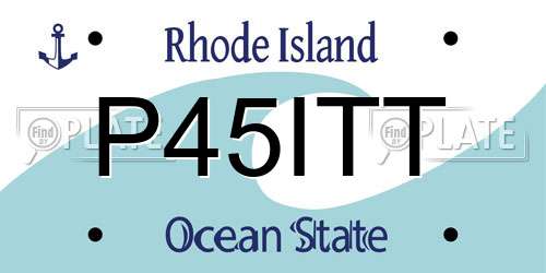P45ITT Rhode Island License Plate