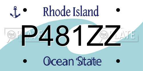 P481ZZ Rhode Island License Plate