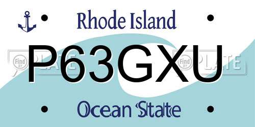 P63GXU Rhode Island License Plate