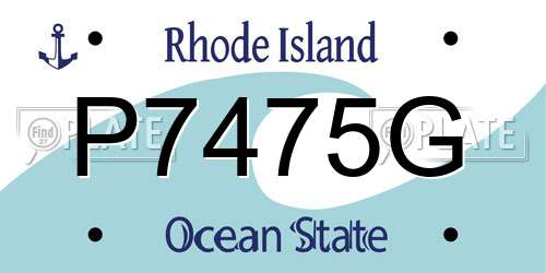 P7475G Rhode Island License Plate