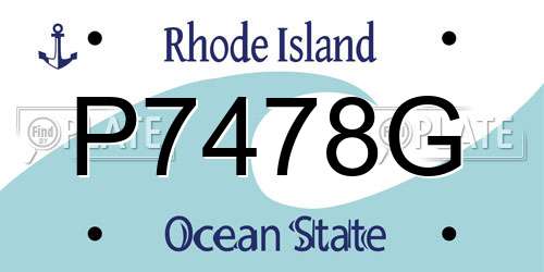 P7478G Rhode Island License Plate