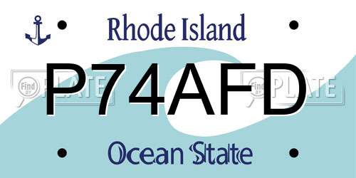 P74AFD Rhode Island License Plate